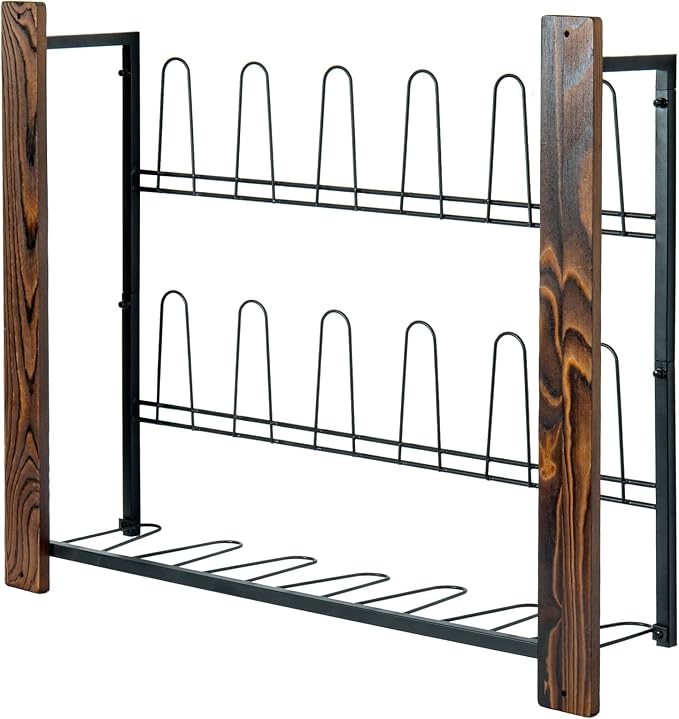 MyGift Premium Black Metal Hanging Wall Shoe Rack - Image 7
