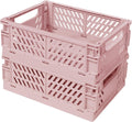 Mini Pastel Plastic Storage Bins 2Pcs Foldable Pastel Crates