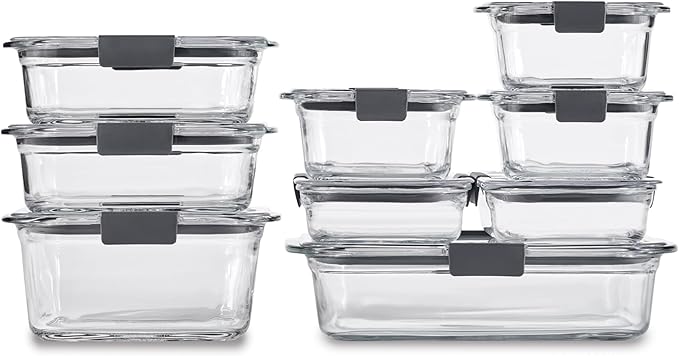 Rubbermaid Brilliance Glass Food Storage Containers, Leak-Proof by Rubbermaid