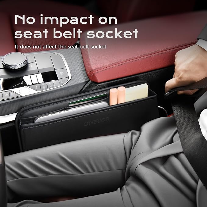 Coverado Universal Car Seat Gap Filler Organizer, Premium Suede Leather Car - Image 5