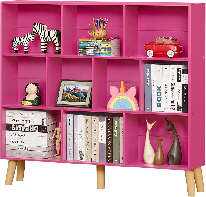 LEYAOYAO 10 Cube Bookshelf, 3 Tier Modern Wide Bookcase by LEYAOYAO-Findtheshiningpointofyourideallife%EF%BC%81
