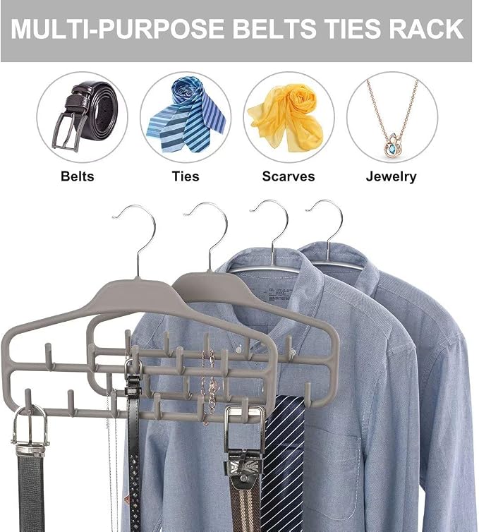 FairyHaus Belt Hanger Organizer 2 Pack, Non Slip Tie Rack Holder, Durable - Image 2