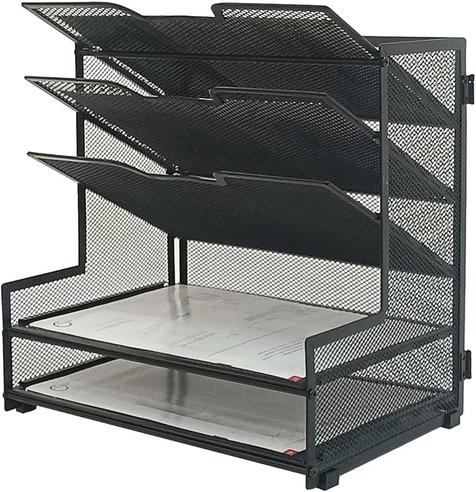 5-Tier Metal Desk Organizer, Office Desk Paper Organizer by Unknown