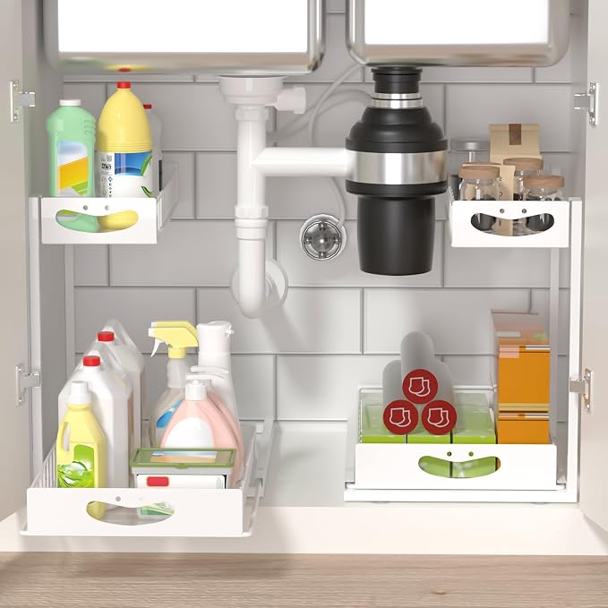 Under Sink Organizer with Pull-Out Drawers, Kitchen Sink Organizer, 2 Tier - Image 3