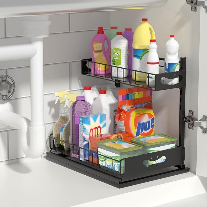 Under Sink Organizer with Pull-Out Drawers, Kitchen Sink Organizer, 2 Tier by Unknown