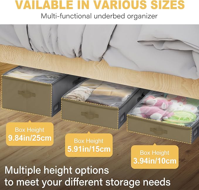 4-Inch Under Bed Storage Containers | Sturdy Sidewalls | Clear Cover & Label - Image 2