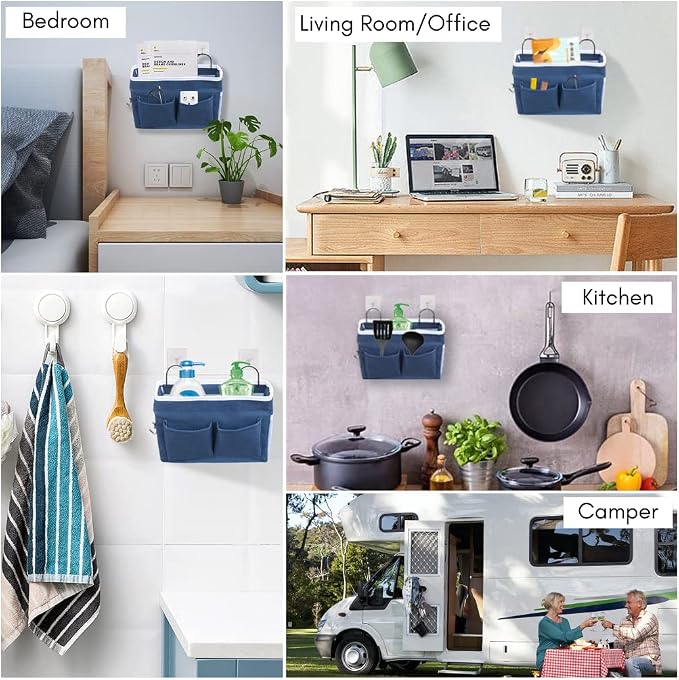 2pcs Middle Wall Hanging Organizer Bag, Linen Fabric Door Hanging Storage Basket - Image 2