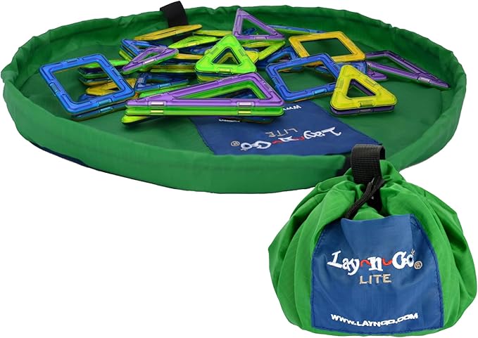 Lay-n-Go 2-in-1 Small Portable Drawstring Toys Storage Organizer and Play Mat by Lay-n-Go