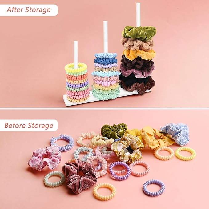 SMUK 2Packs 3-Tiers Acrylic Scrunchie Holder Organizer - Image 2
