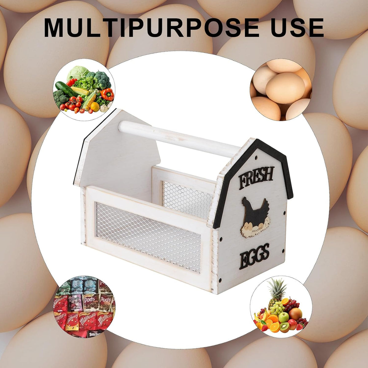 ZSHLXM Wood Farmhouse Egg Collecting Basket - Gather Fresh Eggs from