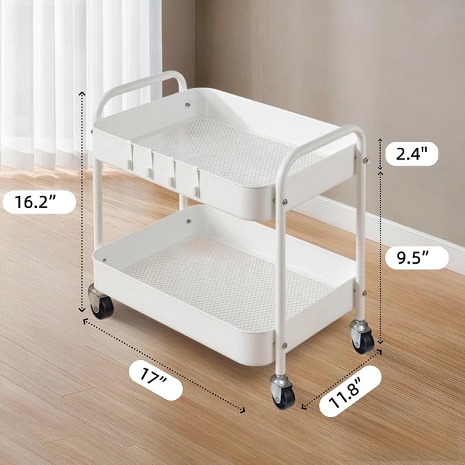Under Desk Storage Cart 2 Tier Utility Rolling Cart - Image 5