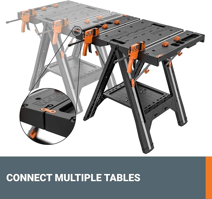 Worx Pegasus 2-in-1 Folding Work Table & Sawhorse, Easy Setup Portable Workbench - Image 9