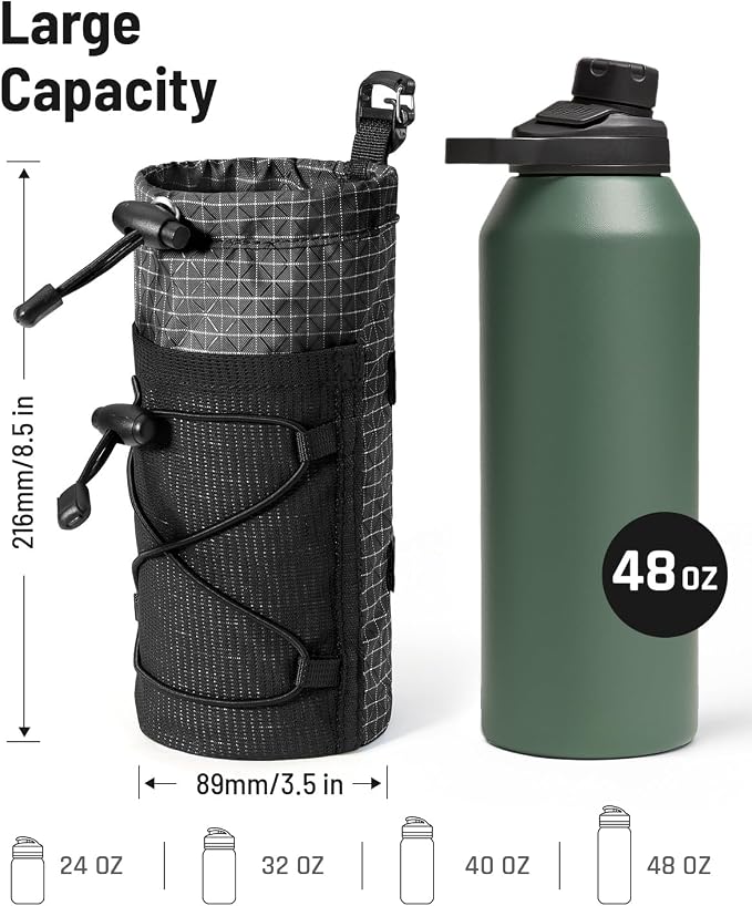 Large Water Bottle Holder Pouch Bag, Backpack Water Bottle Holder Mesh Bag - Image 2