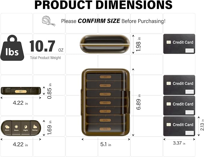 Weekly Pill Organizer 4 Times a Day, 7 Day Pill Box 4X, Portable - Image 6