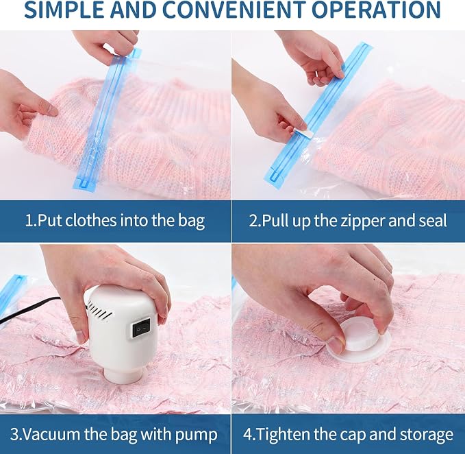 Vacuum Storage Bags with Electric Pump, 8 Pack Extra Large Space Saving Vacuum - Image 4