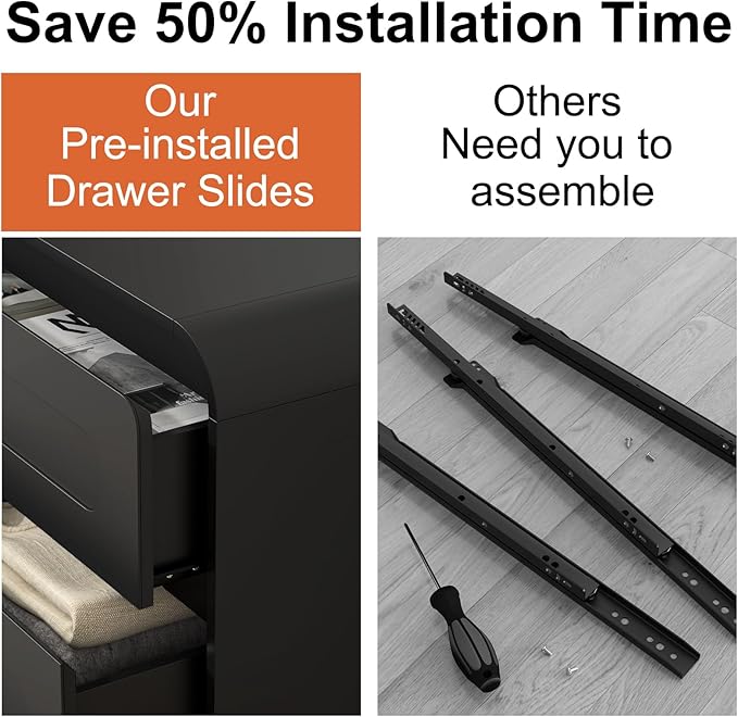 Black Dresser, Modern 6 Drawers Dressers & Chest of Drawers - Image 3