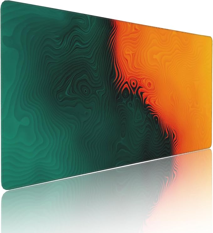 Colorful Topographic Large Mouse Pad, Vintage Aesthetic Gaming Desk Mat - Image 2