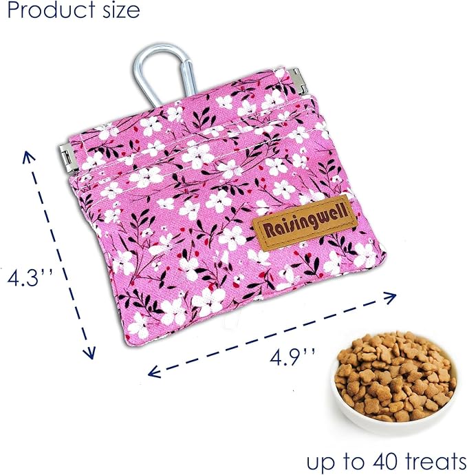 Dog Treat Pouch, Small Cotton Pocket Sized Training Holder, Hand Free Walking - Image 2