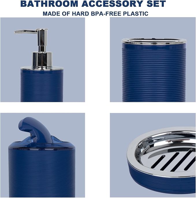 CERBIOR Bathroom Accessories Set 6 Piece Bath Ensemble Includes Soap Dispenser - Image 3