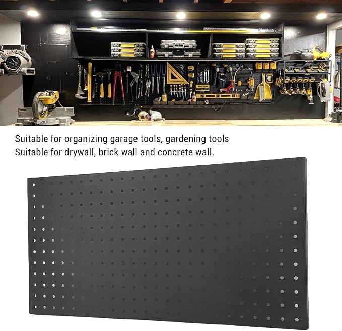 3Pcs Metal Pegboard Panels, 24x12inch Steel Black Pegboards Wall Organizer - Image 5