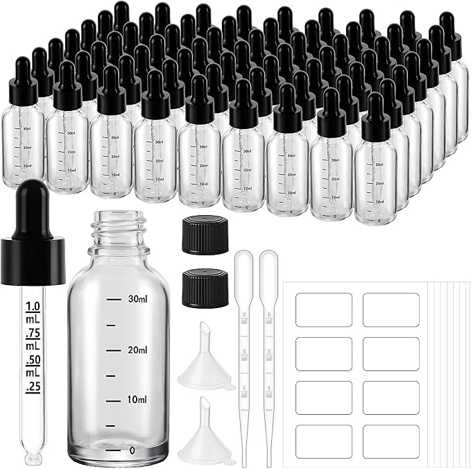 63 Pcs 1oz Clear Glass Dropper Bottles by UPBUD