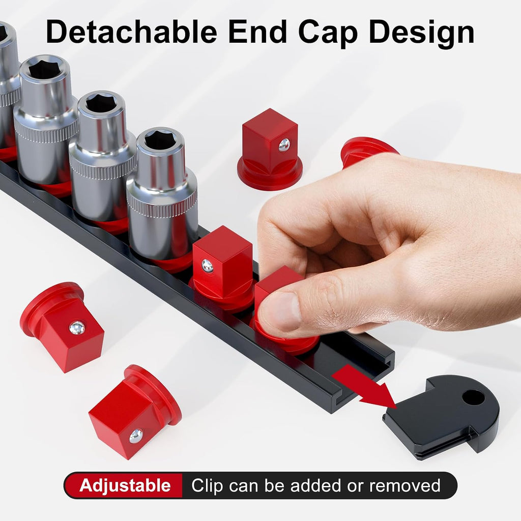 FivePears 3PCS 360° Socket Organizer,3/8 1/4 1/2 Socket Storage Rails
