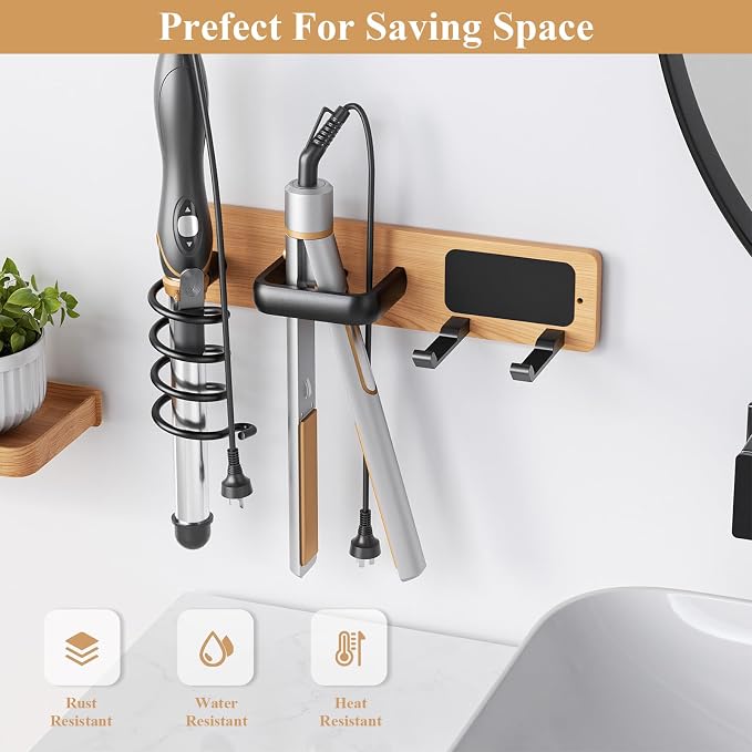 Tindbea Hair Dryer Holder Curling Iron Holder Flat Iron, Blow Dryer Holder Wall - Image 6