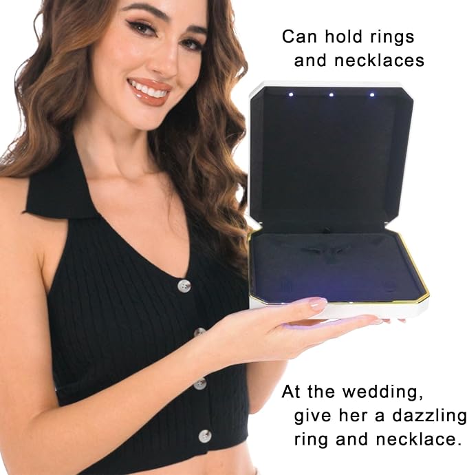 HSLFUAI Necklace Box with Led, Jewelry Box - Image 5