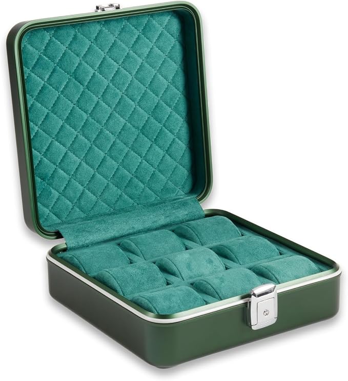 Bey-Berk Personalized Prague Aluminum 9-Slot Watch Case, Locking Travel Metal - Image 5