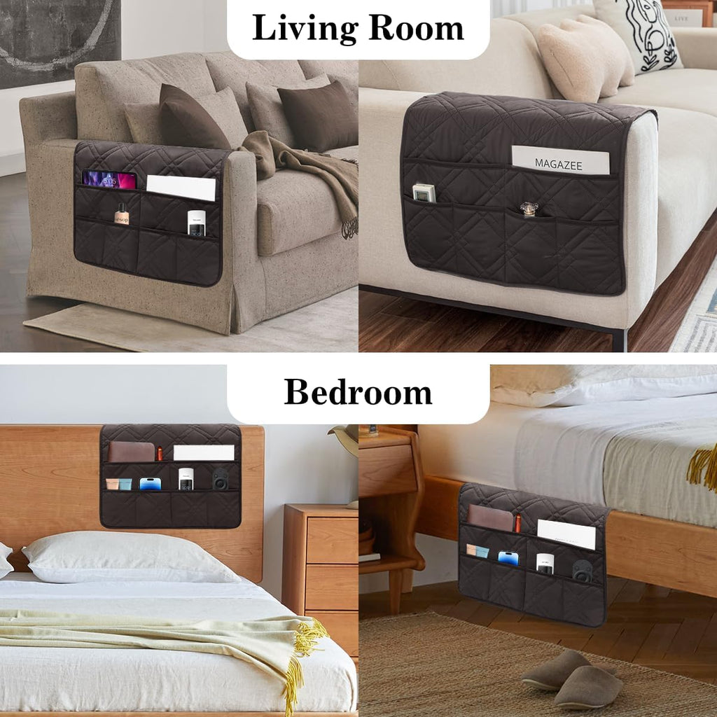 Couch Armrest Organizer Remote Control Holder Bedside Caddy with 6