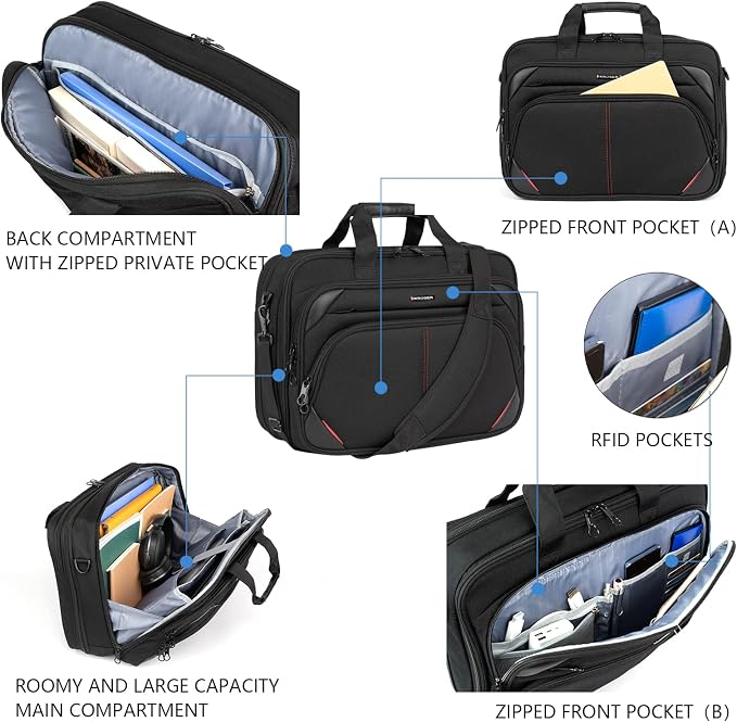 KROSER Laptop Bag 17.3 Inch Premium Laptop Briefcase, Expandable Water - Image 4