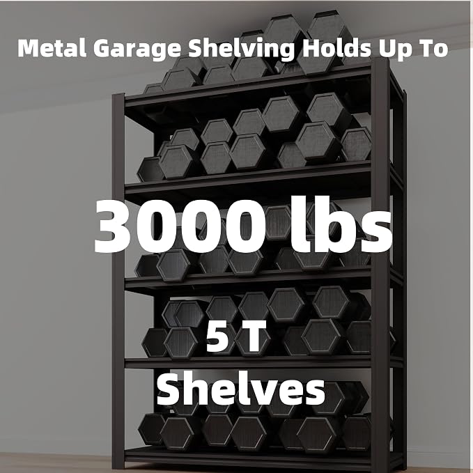 5 Tier Metal Shelving Unit, Adjustable Storage Shelves, Living Room - Image 4