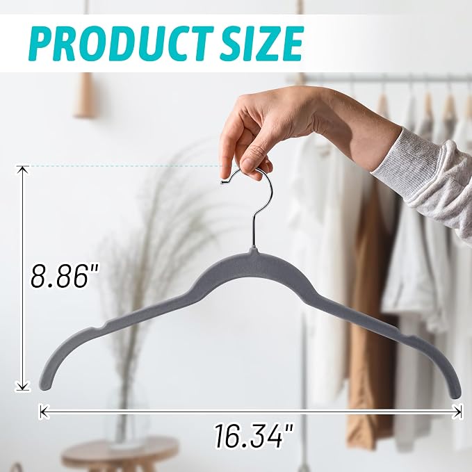 Premium Velvet Shirt Hangers 30 Pack, Space-Saving Non-Slip Felt Hanger - Image 7