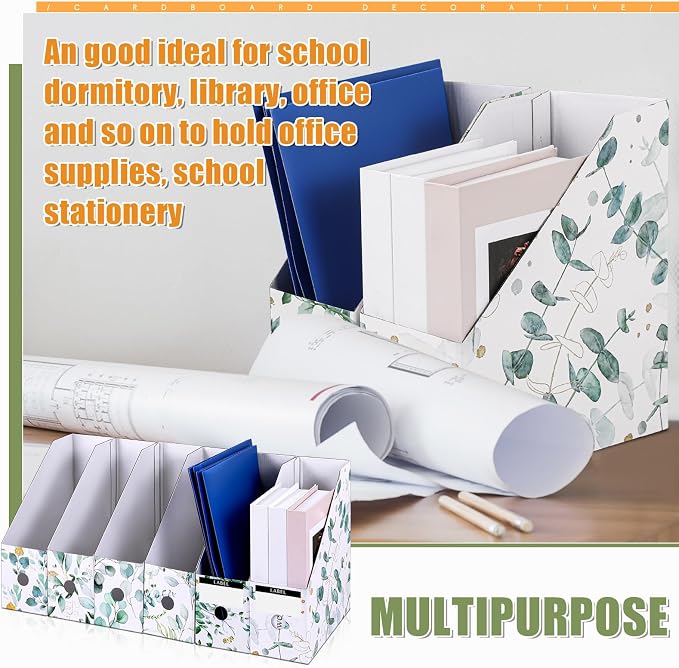 PerKoop 12 Pcs Magazine File Holder Foldable Decorative Cardboard File Folders - Image 6