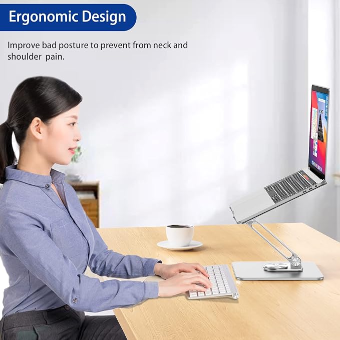 BESIGN LSX7 Laptop Stand with 360 Rotating Base, Ergonomic Adjustable Notebook - Image 4