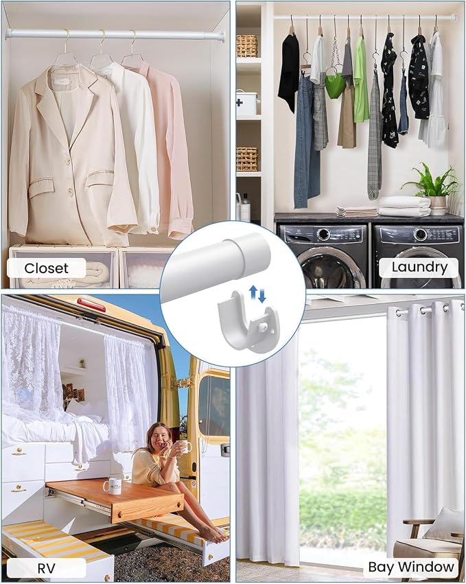 3 PACK Closet Rods for Hanging Clothes, 17 to 39 Inches Stepless Adjustable - Image 5