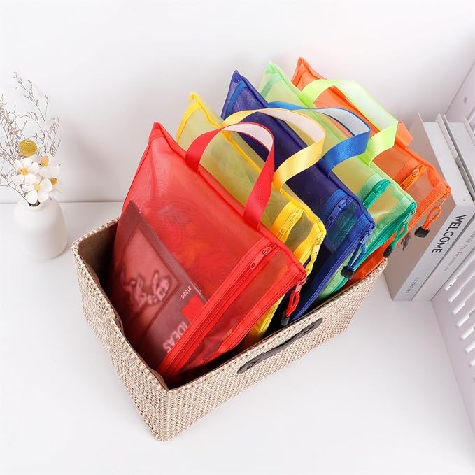 10 Pack 5 Color Mesh Zipper Pouch Bags, Nylon Puzzle Building Block Sets Toy - Image 2