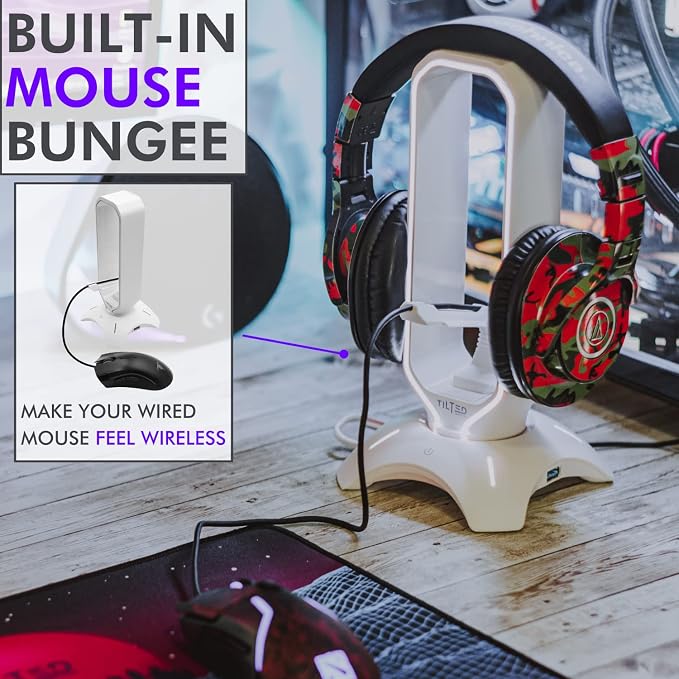 Tilted Nation Gaming Headphone Stand | RGB Headset Stand White | Headset Holder - Image 6