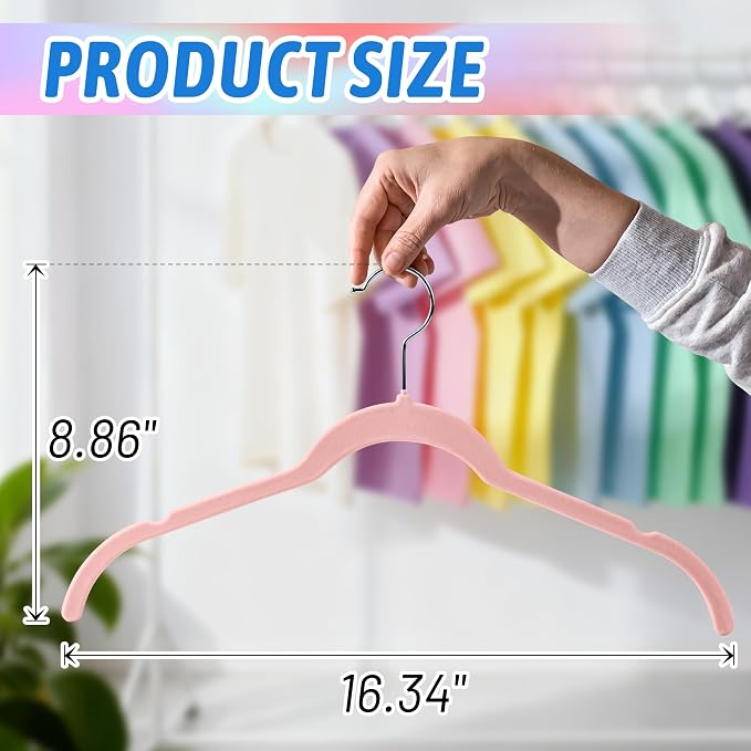 30 Pack Velvet Hangers Multicolor Set – Non-Slip Slim Flocked Clothes Hangers - Image 2