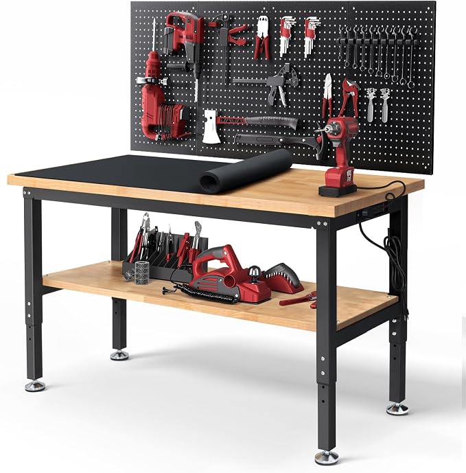 Work Table for Garage 60 Inch Workbench by ENJOYWOOD