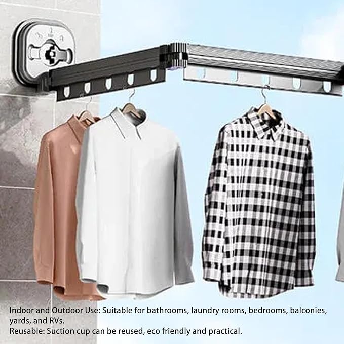 Retractable Clothes Drying Rack, 92cm/36.2in Wall Mount Laundry Hanger - Image 3