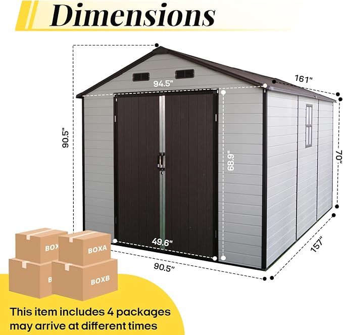 8x14ft Resin Outdoor Storage Shed - Image 2