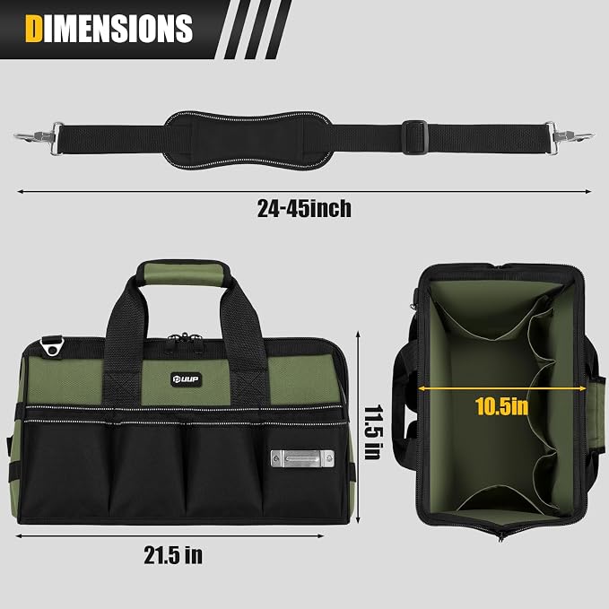 Heavy Duty Tool Bag 20-Inch, Extra Large 16-Pocket Portable Empty Tool Box - Image 2