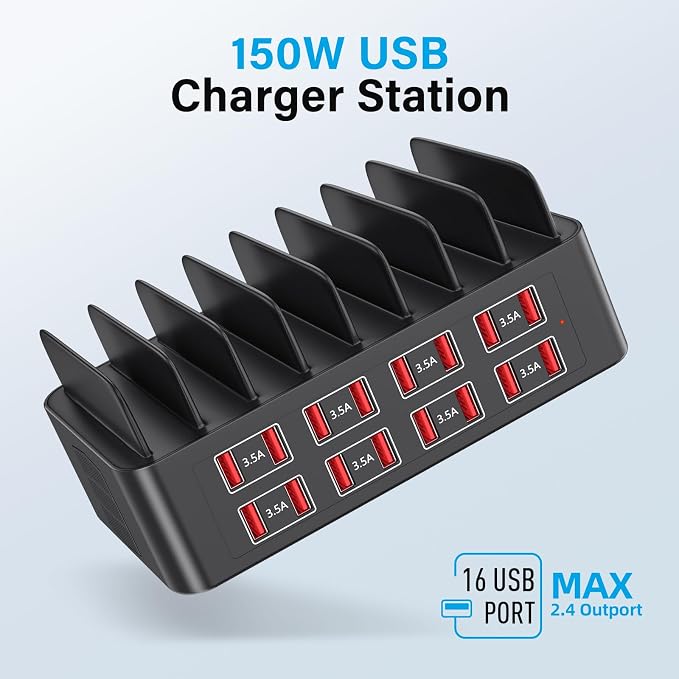 Charging Station for Multiple Devices, 150W USB Charger Station with16 Fast - Image 2
