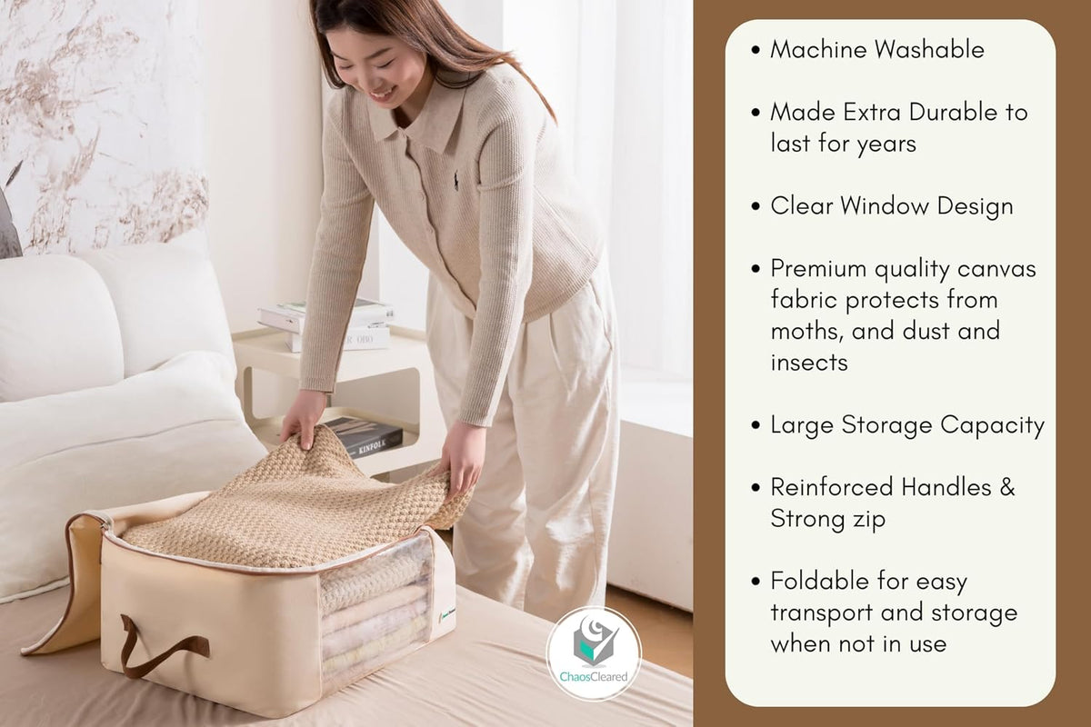 2 Pack Canvas Storage Bags Designer Organizer for Clothing - Clothes