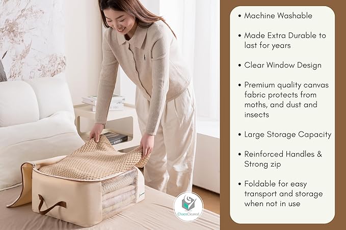 Canvas Clothing Storage 2 Bags Clothes Organizer folding fabric bags - Image 7