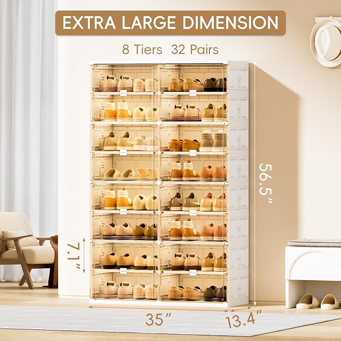JEKO&JEKO 8 Tiers Foldable Shoe Rack Organizer Cabinet - Image 3