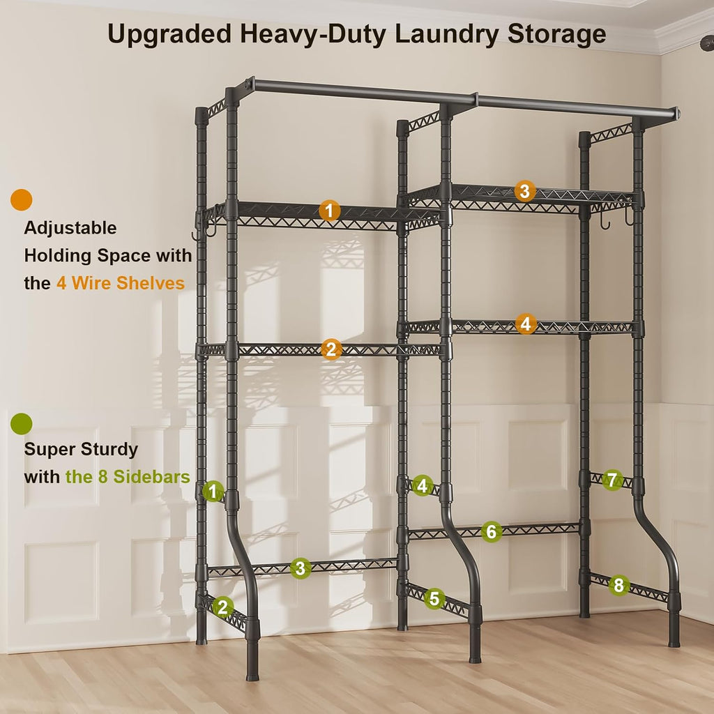 U14 Medium Over the Washer and Dryer Shelves, 4 Tiers Laundry Room