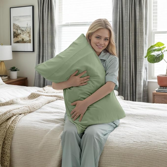 TELUS Pillow Cases Standard Size 2 Pack, Bamboo Rayon & Lyocell Pillowcase - Image 5