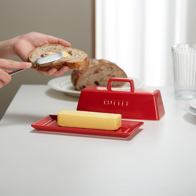 Butter Dish with Lid for Countertop, by Kook, Ceramic Dish Tray with Cover - Image 2